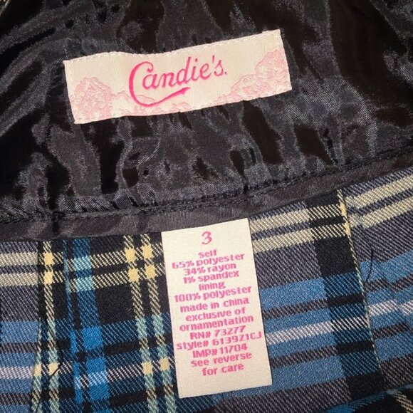Y2K CANDIE'S  Plaid Pleated School Girl Mini Skirt Juniors sz 3 - Picture 3 of 3